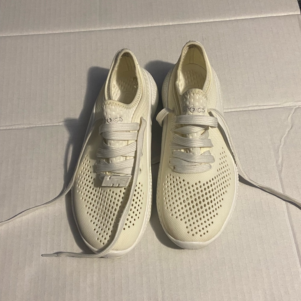 CROCS Women’s Cream Athletic Slip-On Sneakers